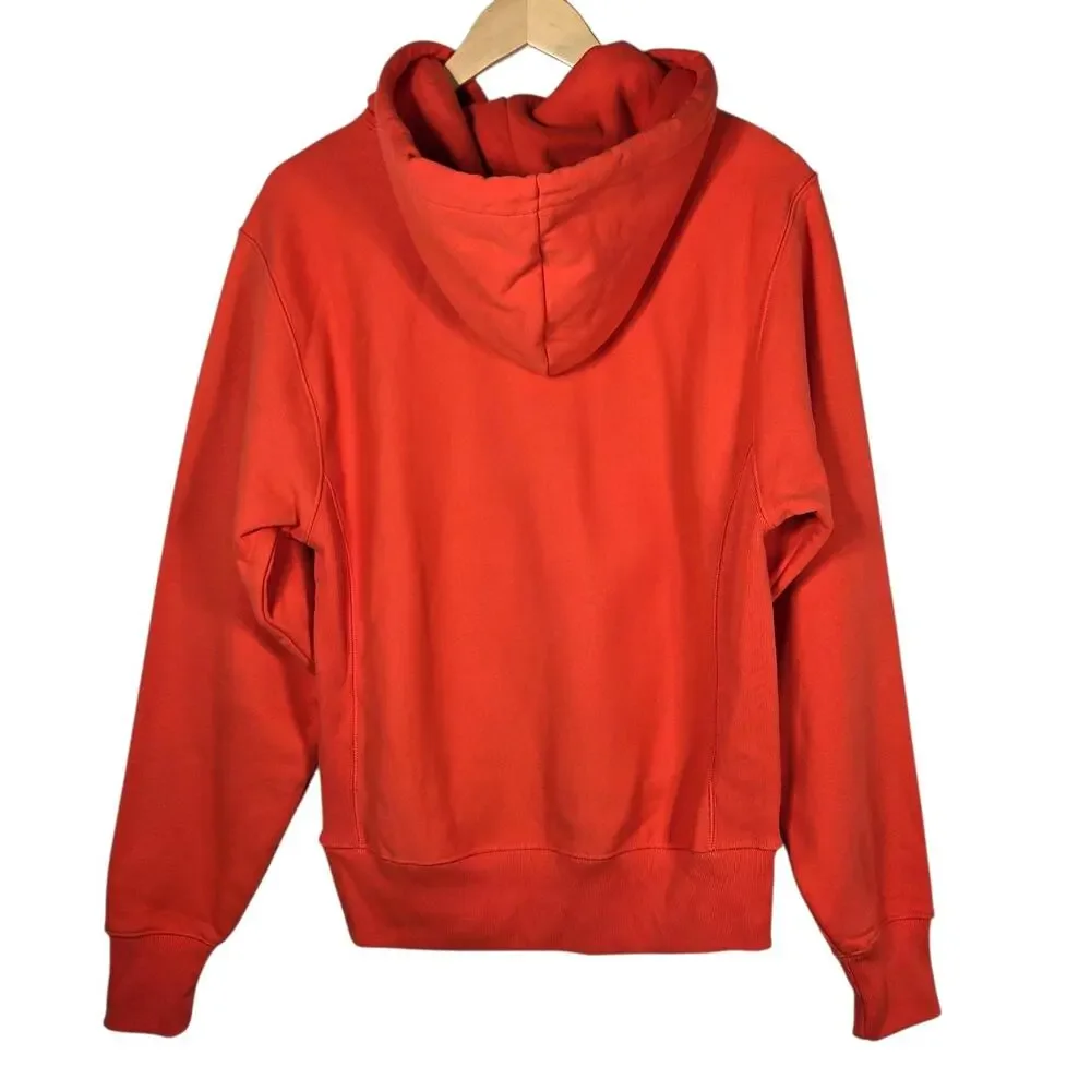 Champion Reverse‎ Weave Hoodie Mens Small Orange Crisp Embroidered Logo Pullover